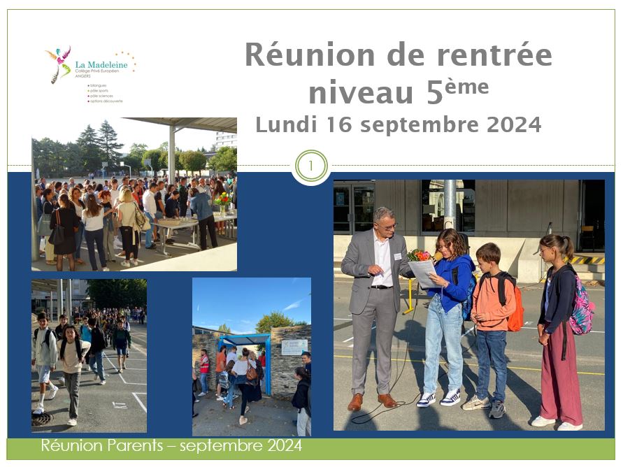 Réunion de parents 5ème du lundi 16-09-2024: diaporama